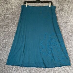 Sundance Midi Skirt Womens 10 Jersey Knit Embroidered Floral Artsy Twirl Coastal